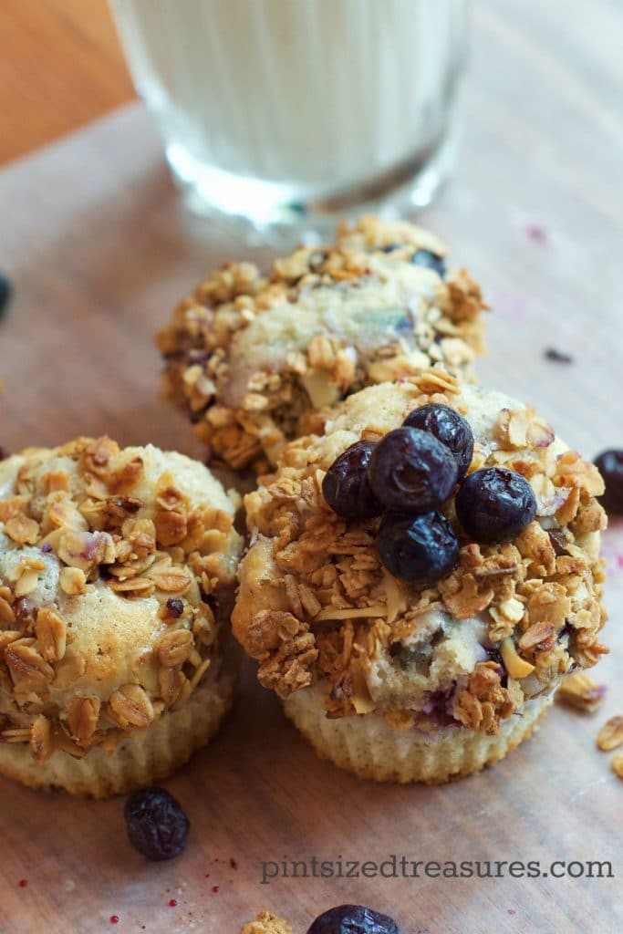 blueberry cheesecake muffins on baking paper