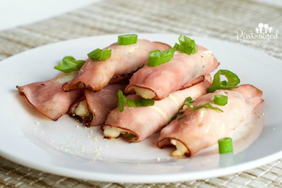 ham and cheese roll-ups with green onion