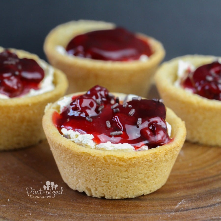 sugar cookie cups filled with cheesecake