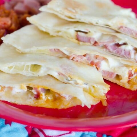 Super-easy, Salami, Pepperoni and Cheese Quesadillas