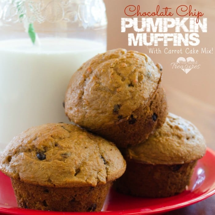 easy chocolate chip pumpkin muffins