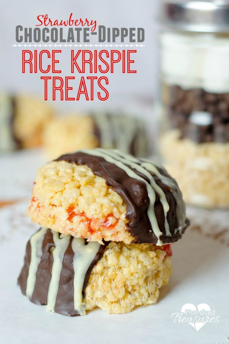 strawberry-filled chocolate-dipped rice krispie treats recipe
