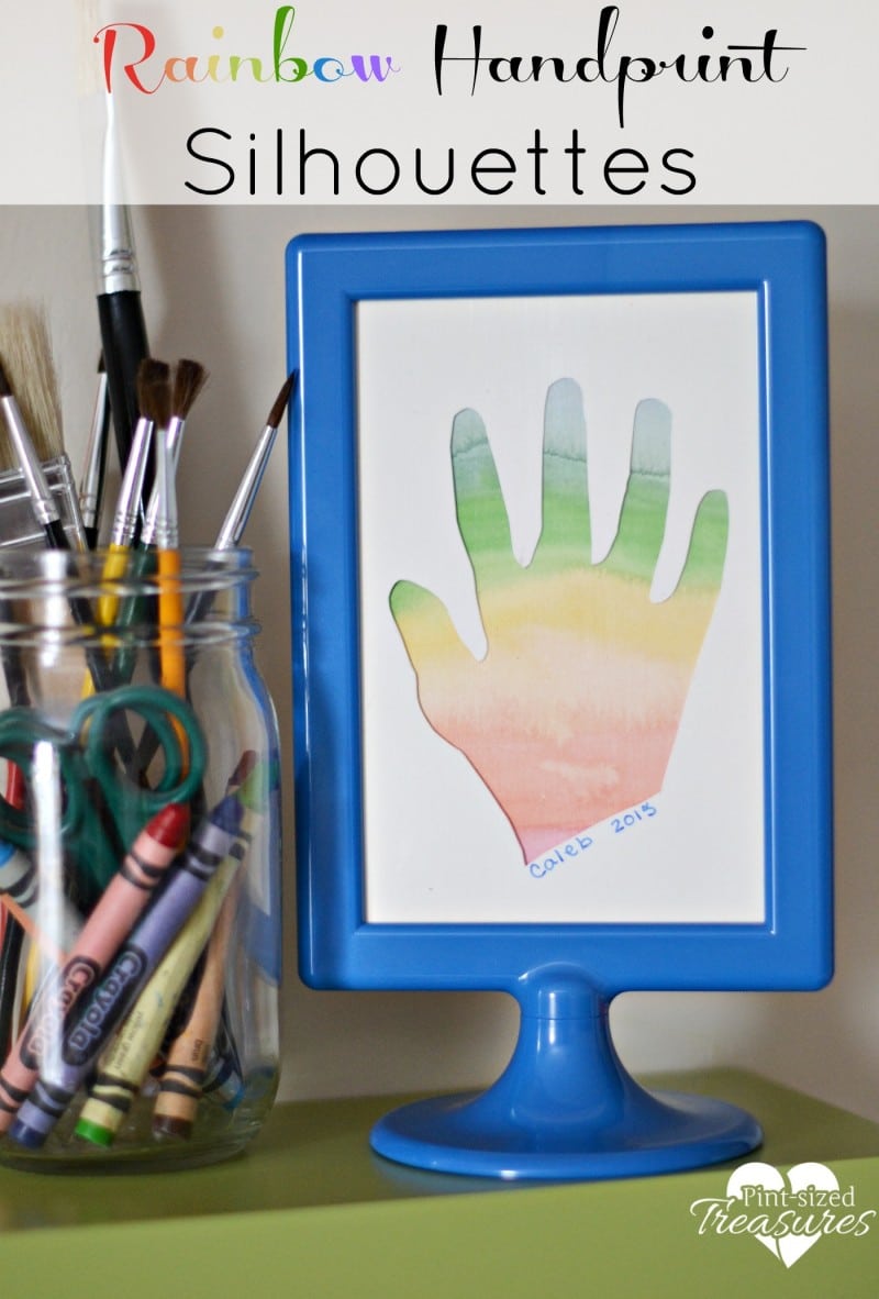 rainbow handprint silhouette art craft for kids