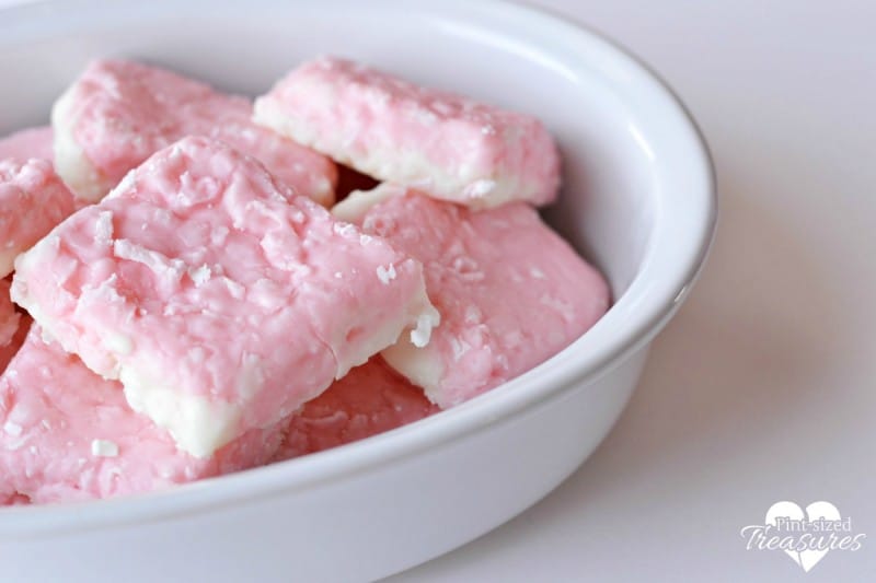 Easy pink and white coconut fudge