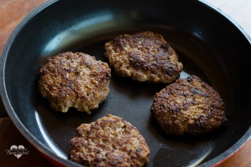 easy skillet burgers in a frying pan