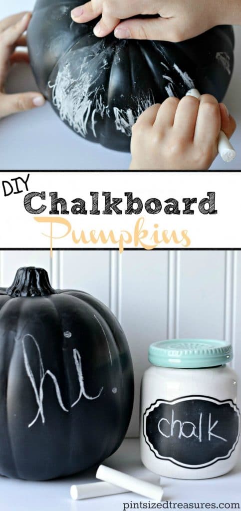 Easy chalkboard pumpkins that kids and moms can make! Easy pumpkin crafts and no carve pumpkins are the best! #nocarvepumpkin #pumpkincraft #chalboardpumpkins #easypumpkindiy #diypumpkin #diy #pumpkincrafts