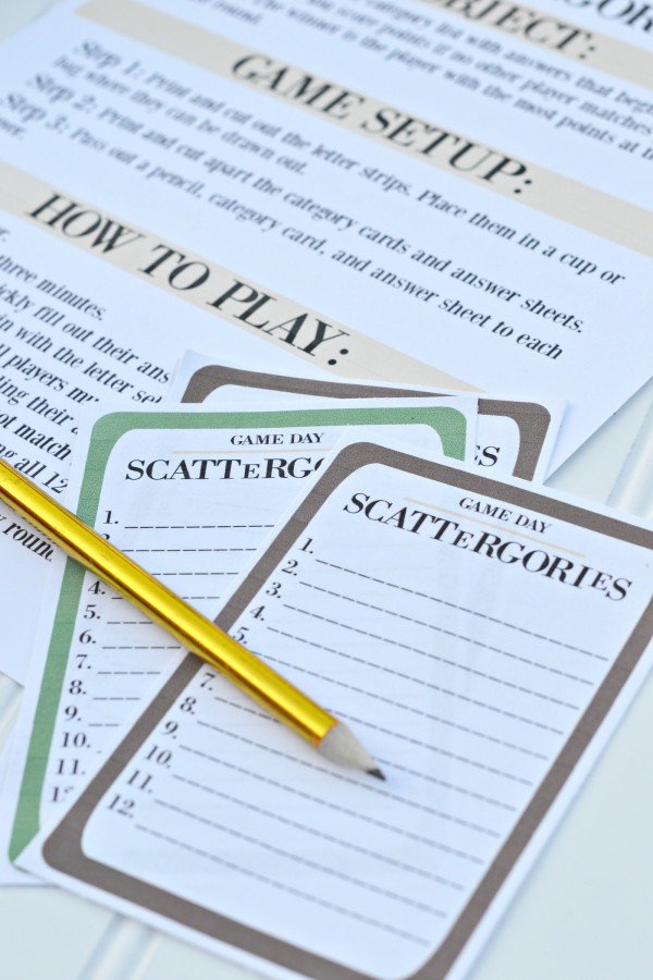 Printable Game Day Scattergories · Pint-sized Treasures
