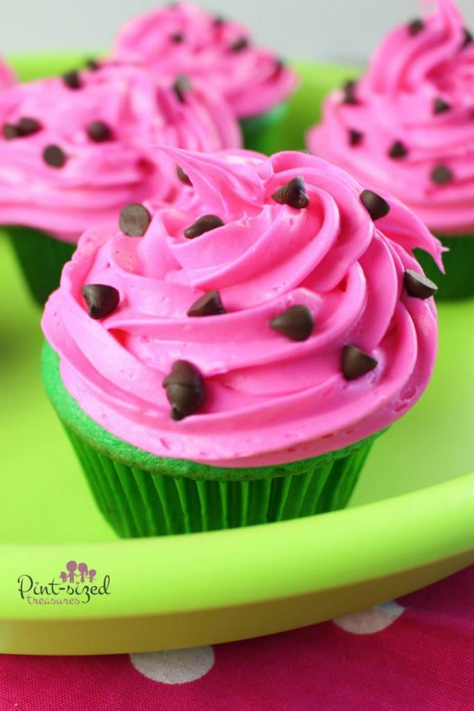 watermelon cupcakes on green plate