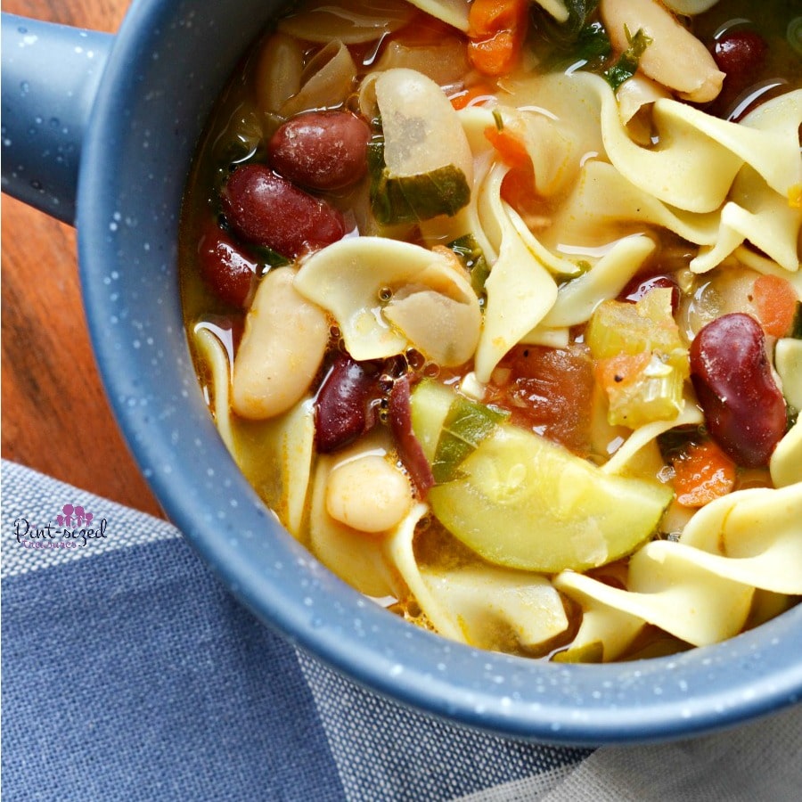 Hearty, vegetable minestrone soup recipe that's packed with veggies and flavor!