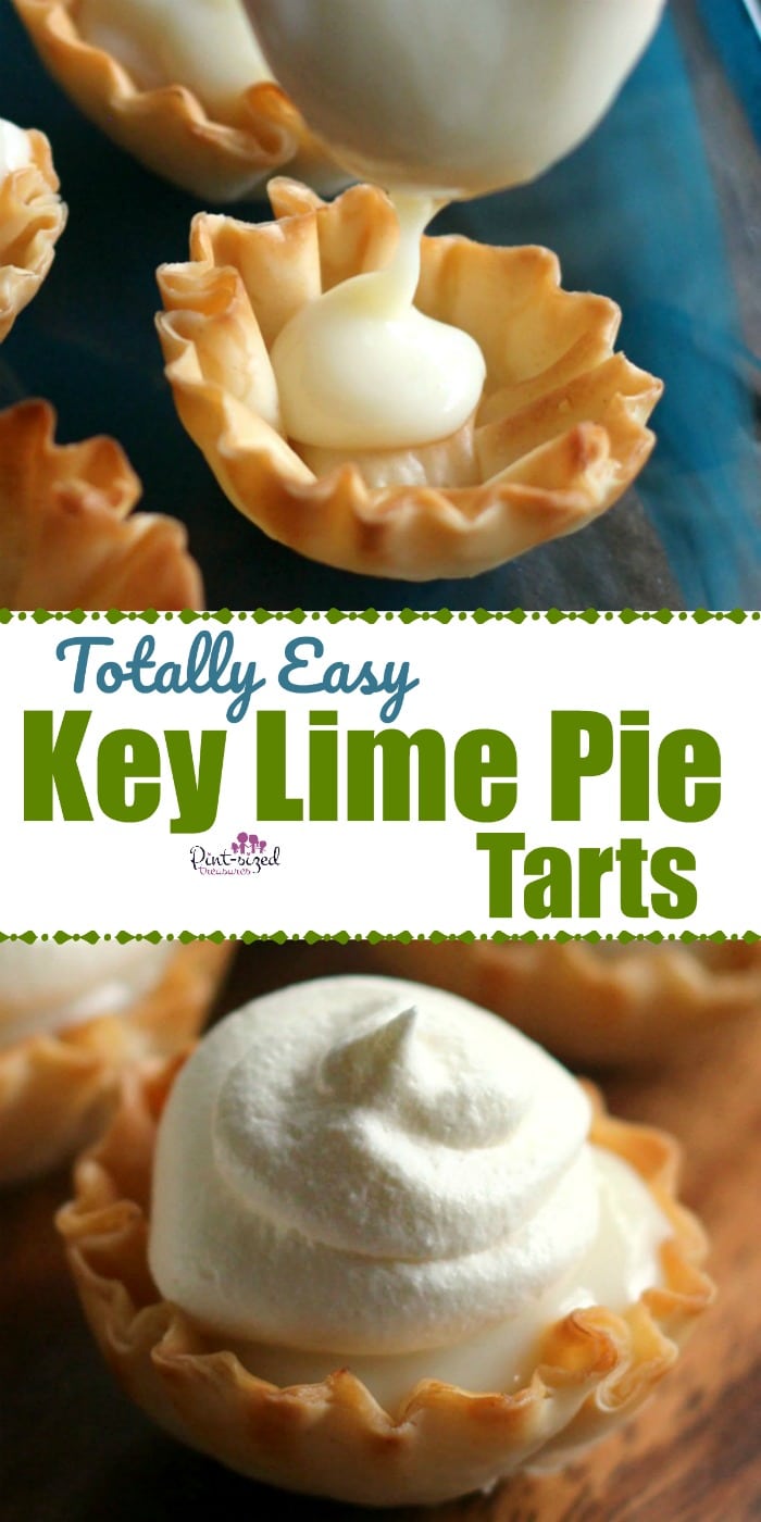 These totally easy, no bake key lime pie tarts are crazy yummy and perfect for a sweet tooth fix! Creamy, sweet, tangy and smooth, these key lime pie tarts are ready in just minutes --- no oven needed!