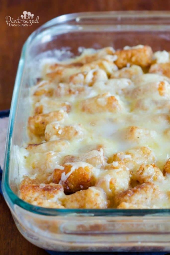 Easy, beefing cheese, tater tot casserole that families love!