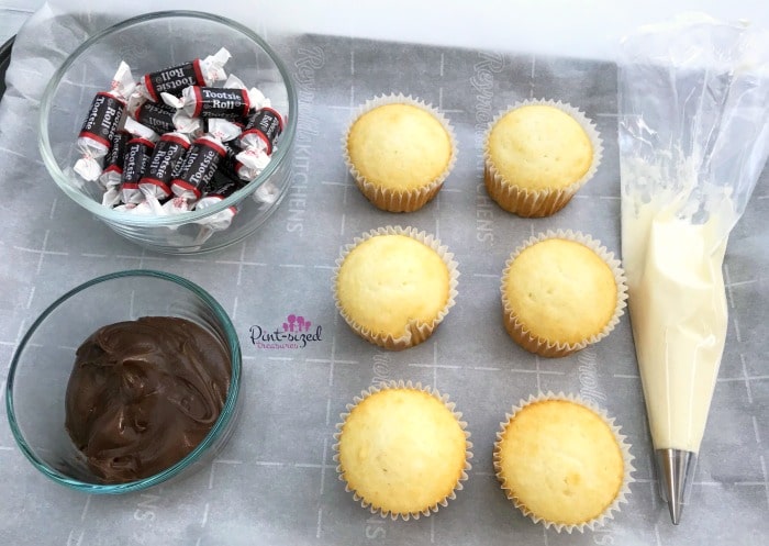 ingredients to create easy football cupcakes