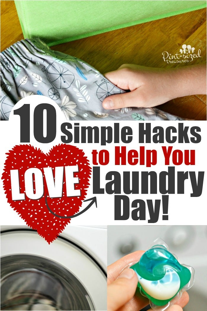 Think it's impossible to love laundry day? We've got 10 SIMPLE hacks to share with you that will change your entire attitude towards laundry day. Pinky promise! #ad #SparkleWithGain #ILoveGain #laundryhacks #stayathomemom #laundryday #cleanclothes #cleanlaundry #househacks #cleaninghacks #busymoms