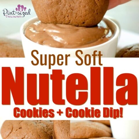 Mmm...these Nutella cookies are super soft and come with a homemade, Nutella cookie dip too! Next time a Nutella craving strikes, bake a batch of these super soft cookies! #nutella #cookies #softcookies #bakingcookies #easycookierecipe #softcookierecipe #nutellacookies #recipewithnutella