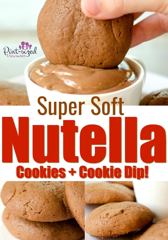 Mmm...these Nutella cookies are super soft and come with a homemade, Nutella cookie dip too! Next time a Nutella craving strikes, bake a batch of these super soft cookies! #nutella #cookies #softcookies #bakingcookies #easycookierecipe #softcookierecipe #nutellacookies #recipewithnutella