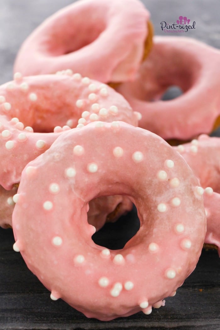 Homemade baked strawberry donuts are SO good and they're not from a cake mix!