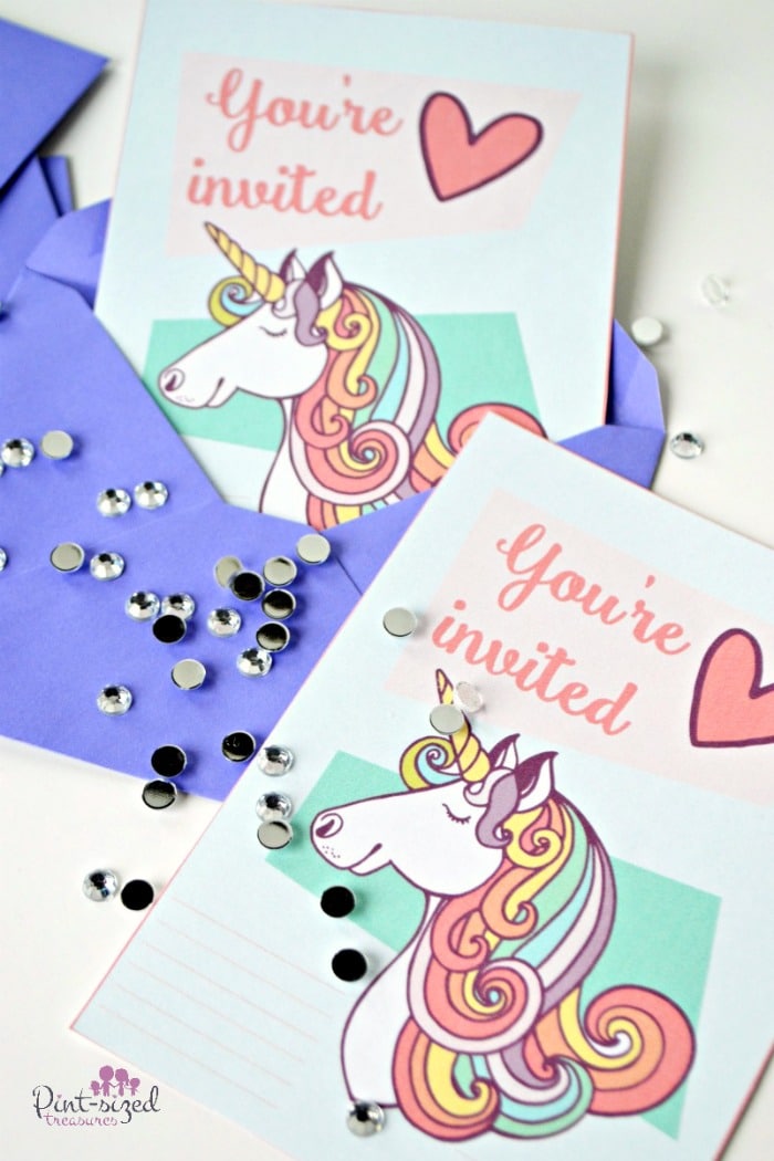 Unicorn party invitations