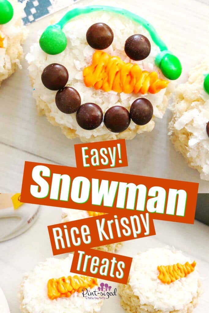 Easy snowman rice krispy treats