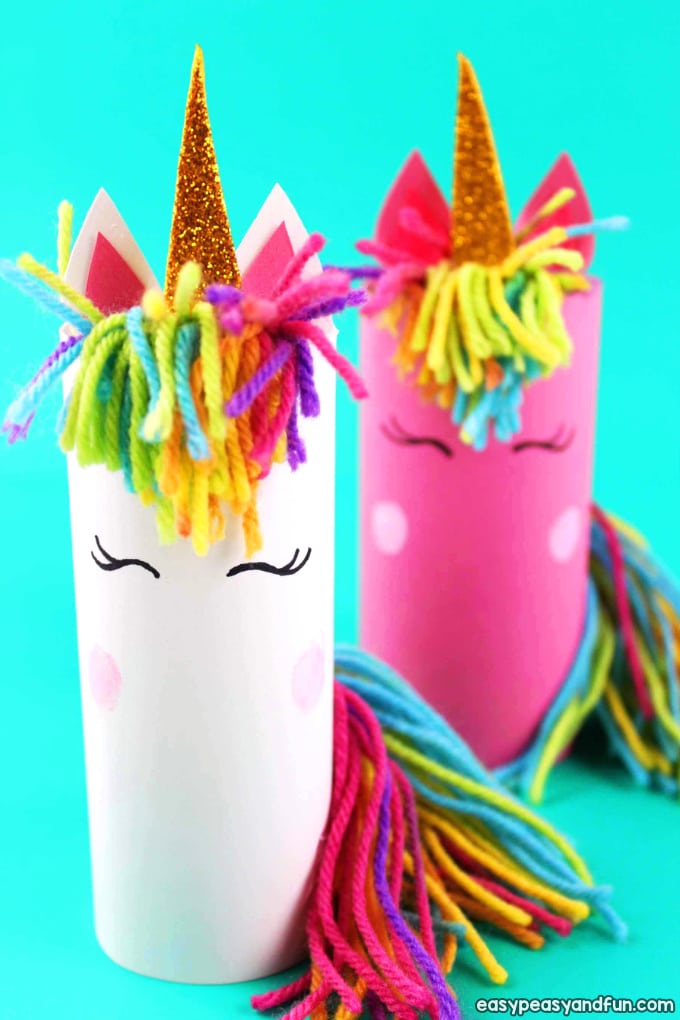 unicorns made from toilet paper rolls