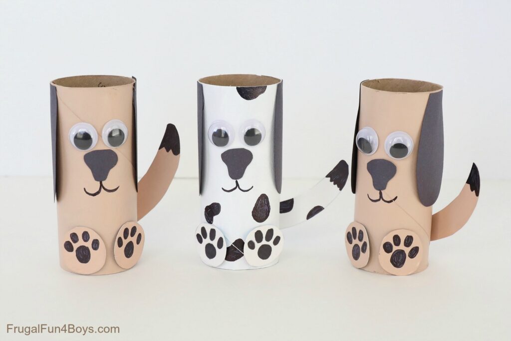 puppies made from toilet paper rolls
