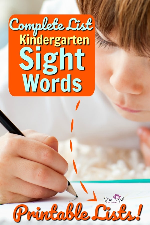 child writing kindergarten sight words list