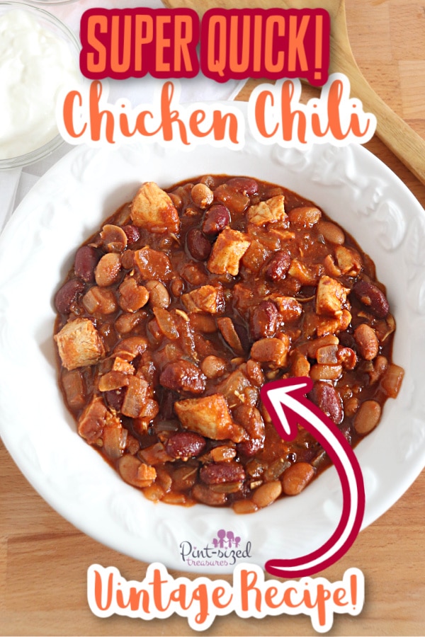 chicken chili recipe being served in a bowl