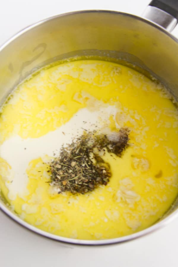 spices and butter used in making Alfredo Sauce
