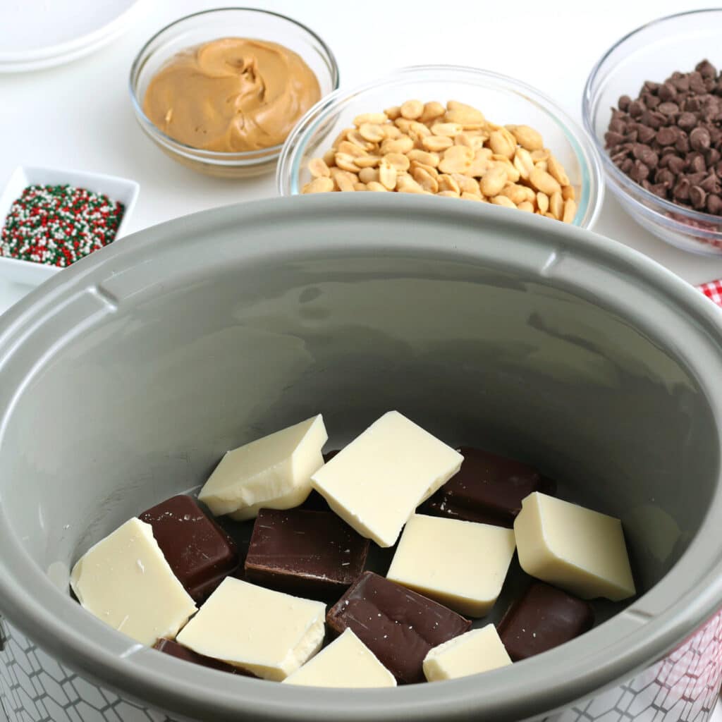 ingredients in crock pot for candy recipe