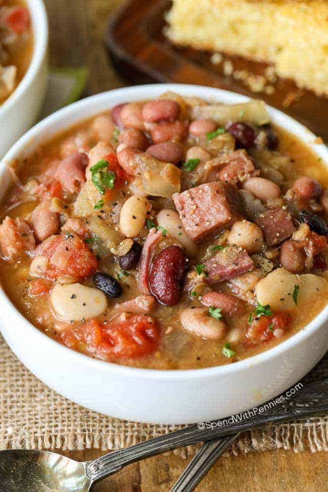 leftover ham in a bean soup