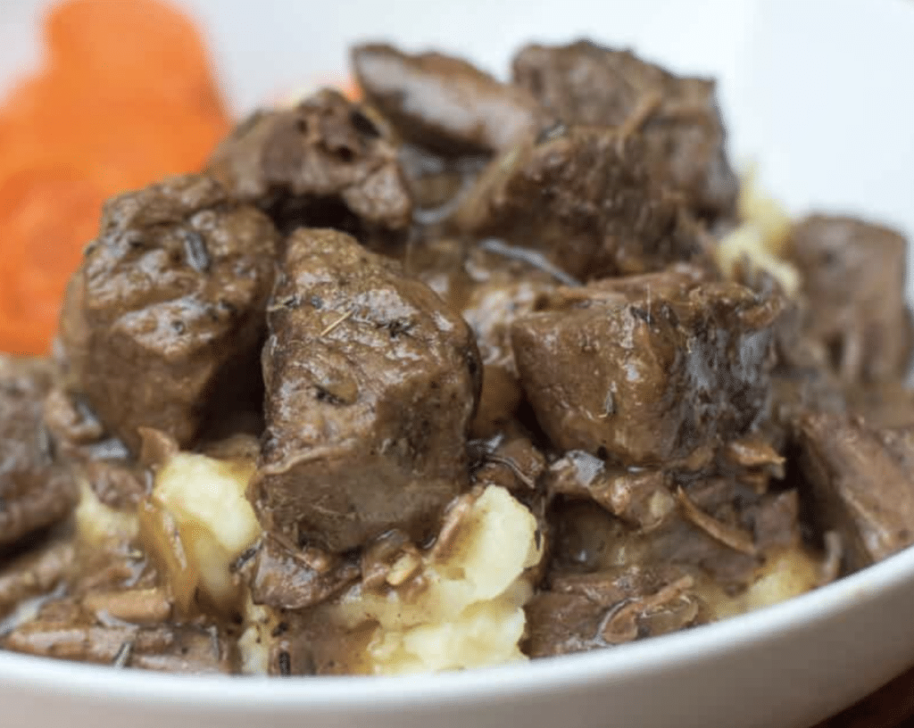 crock pot beef tips over gravy