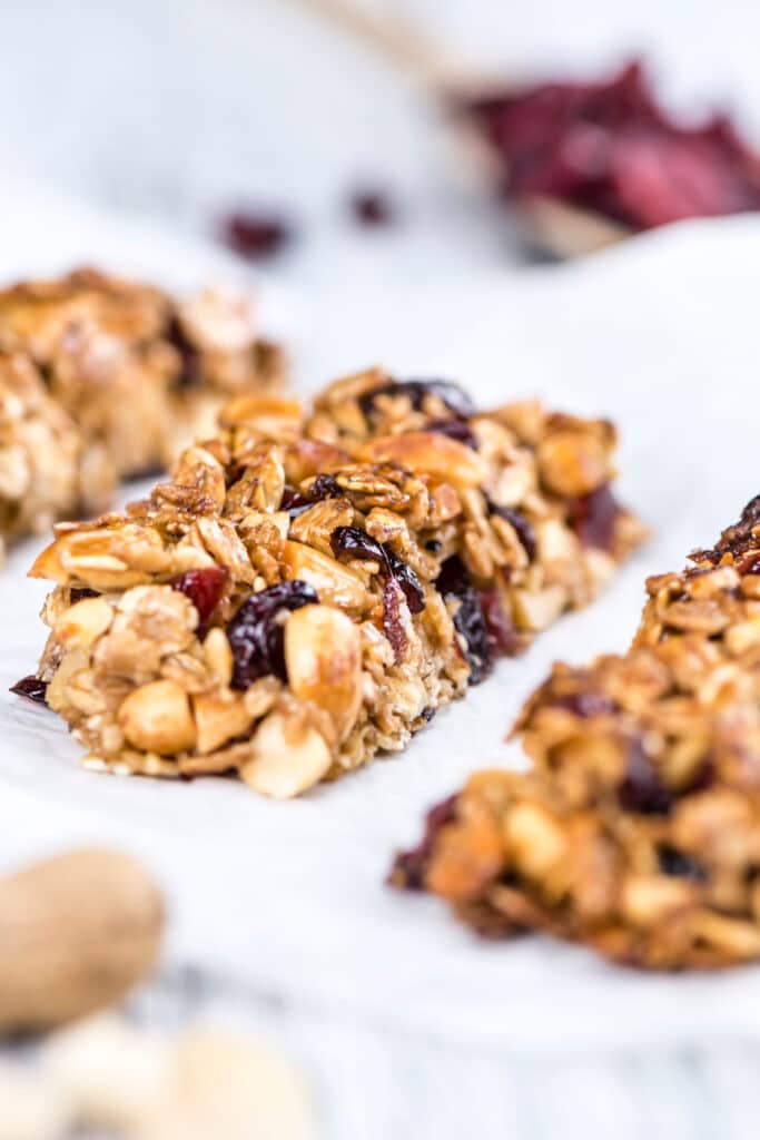 homemade granola bars with cranberries and chocolate chips