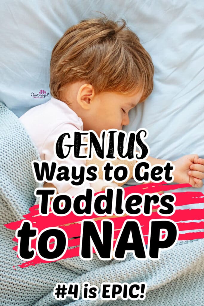 toddler napping on bed
