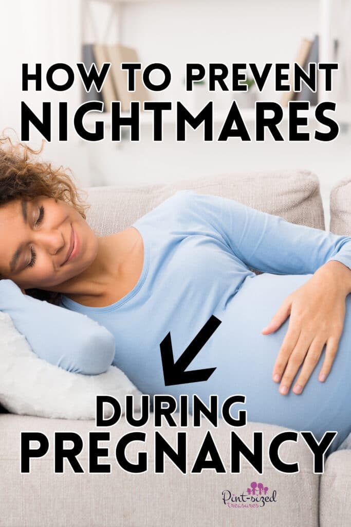 pregnant woman sleeping on couch and not having nightmares