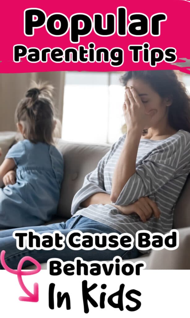 mom frustrated because of parenting tips that are causing bad behavior in her child
