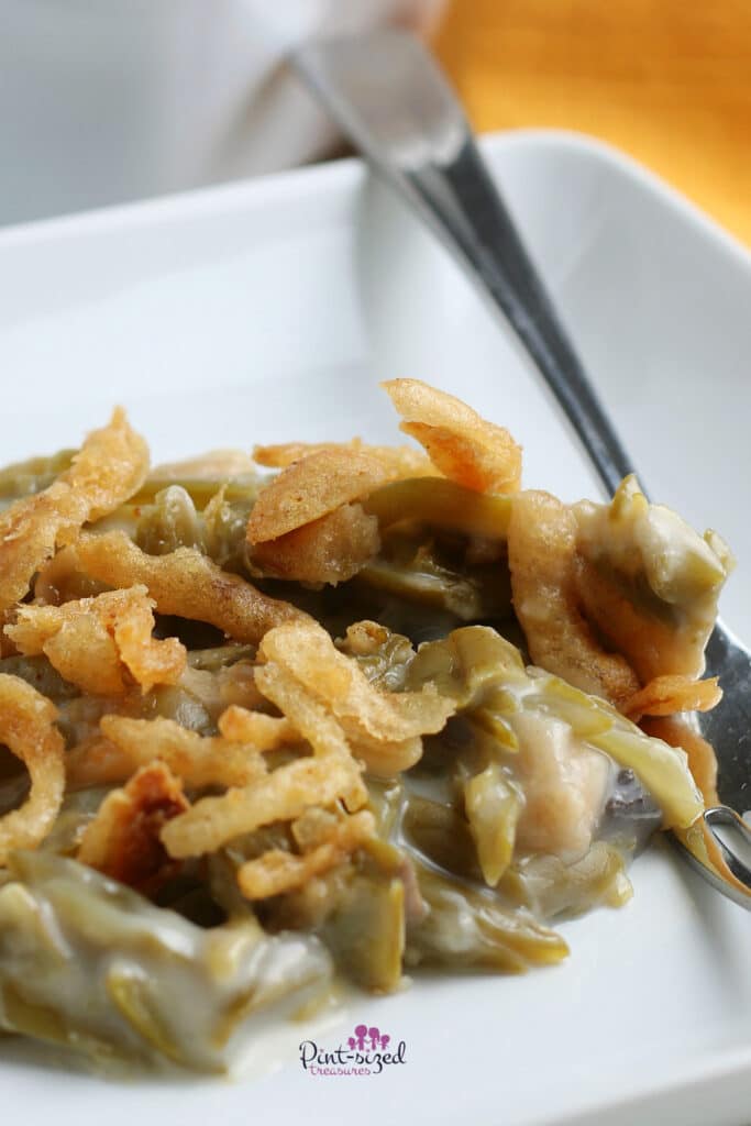 one serving of the green bean casserole recipe