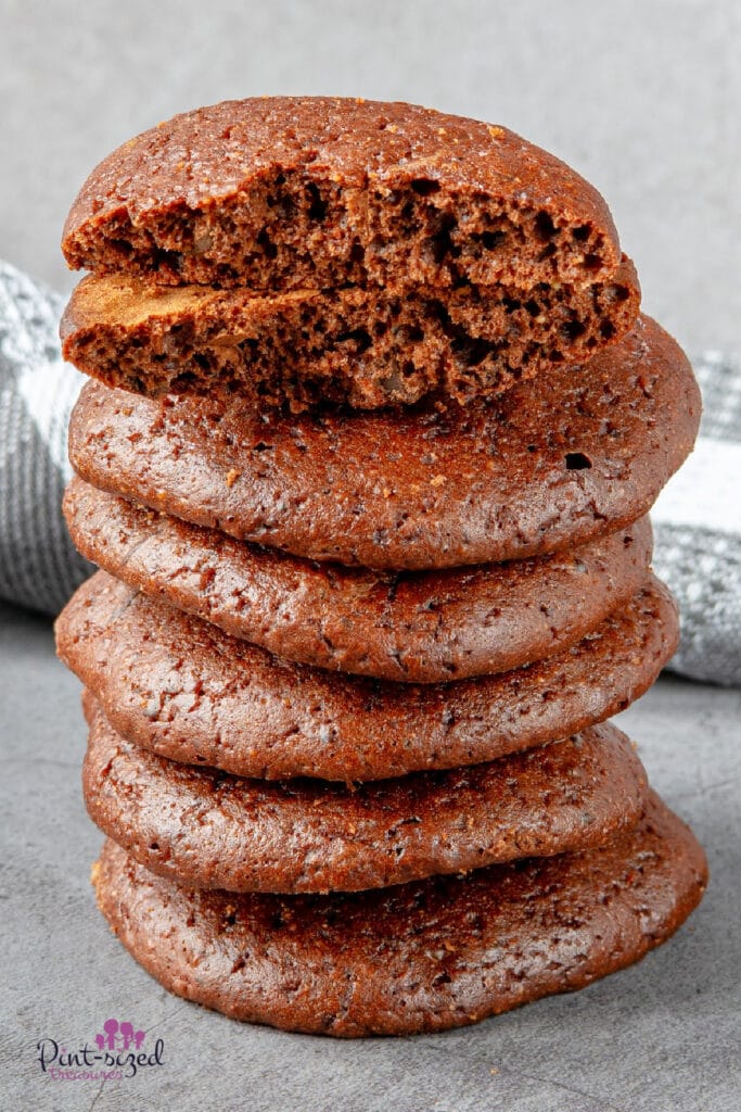soft nutella cookies on gray background