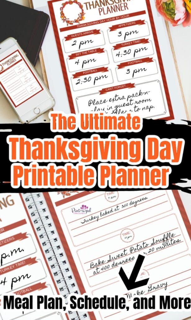 plans written down on Thanksgiving day planner