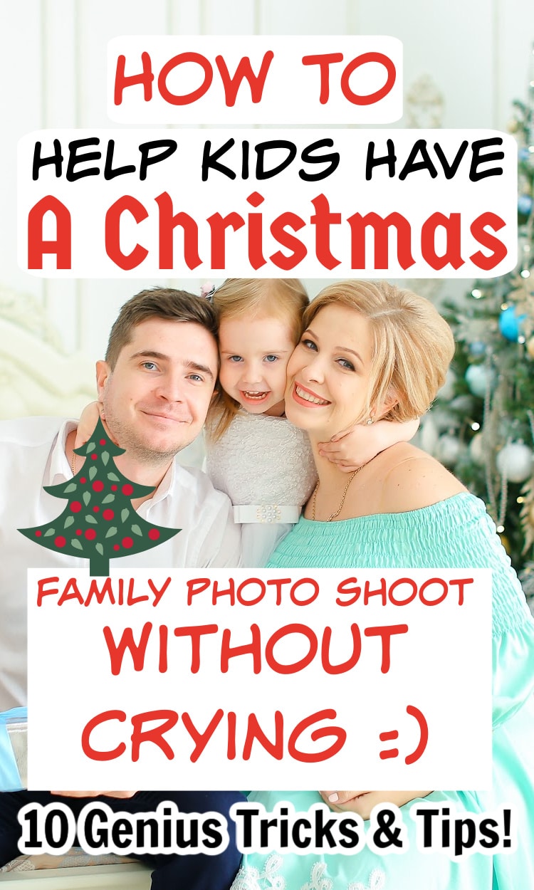 family posing for a Christmas photo shoot