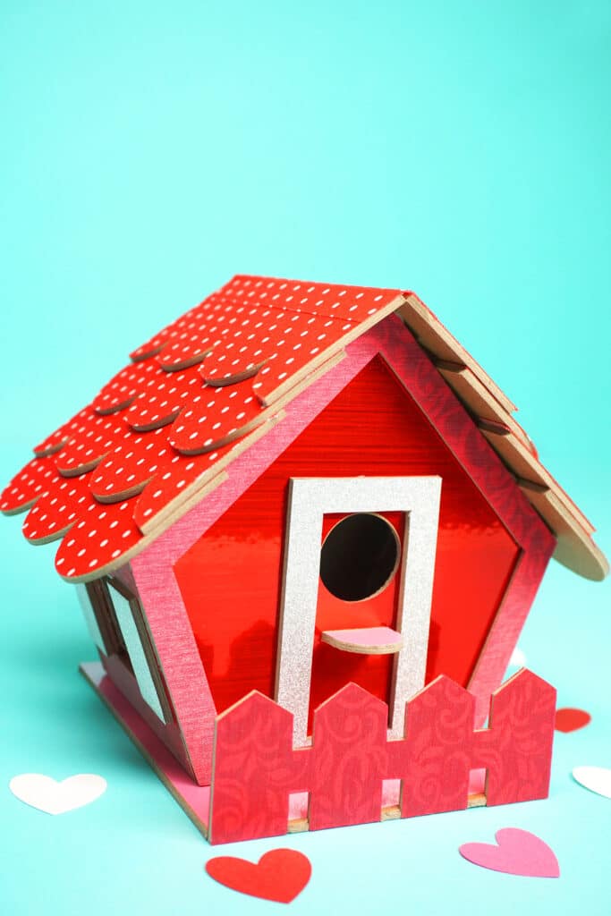 birdhouse themed mailbox for Valentine's Day for kids
