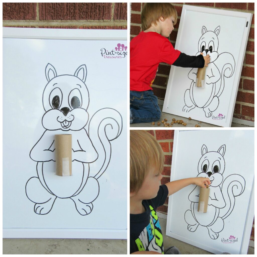 playing feed the squirrel for a game during kindergarten