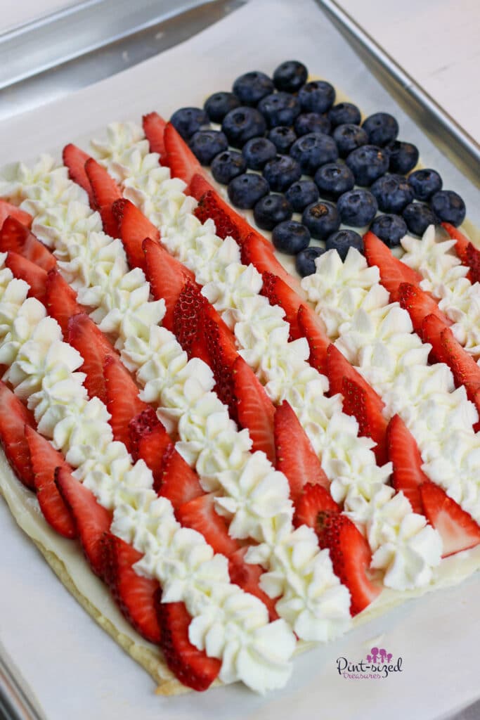 fruit pizza with whipped cream