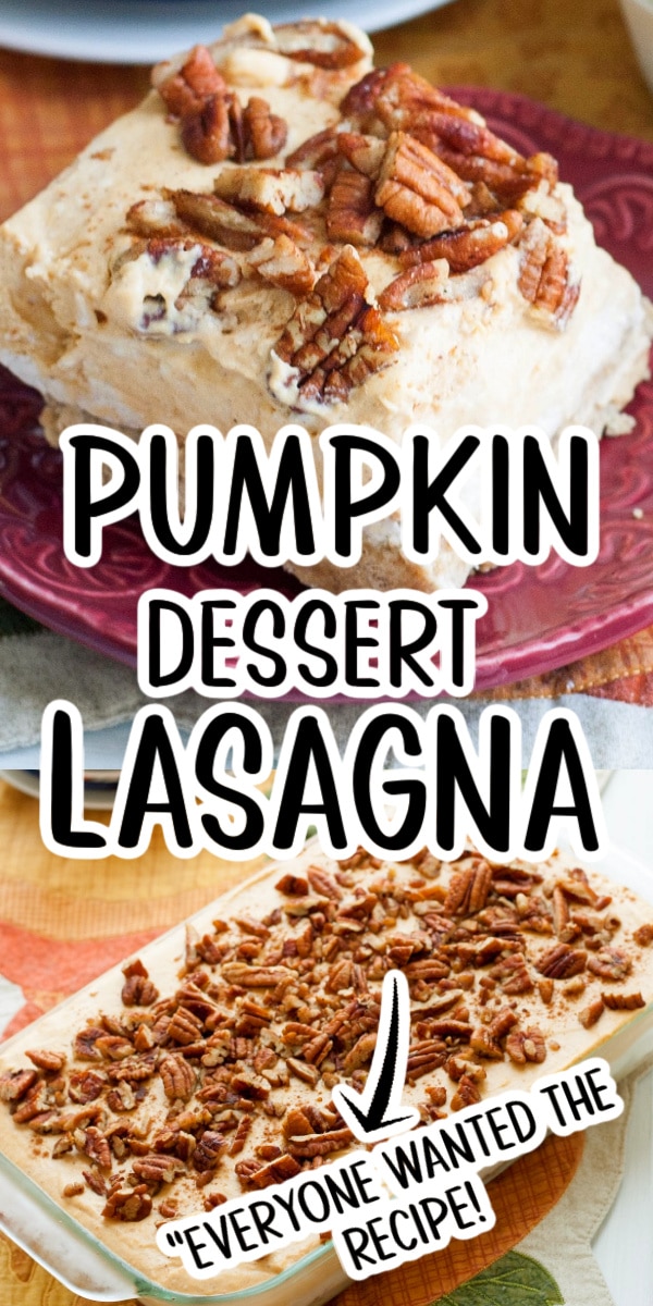 collage of pumpkin dessert lasagna