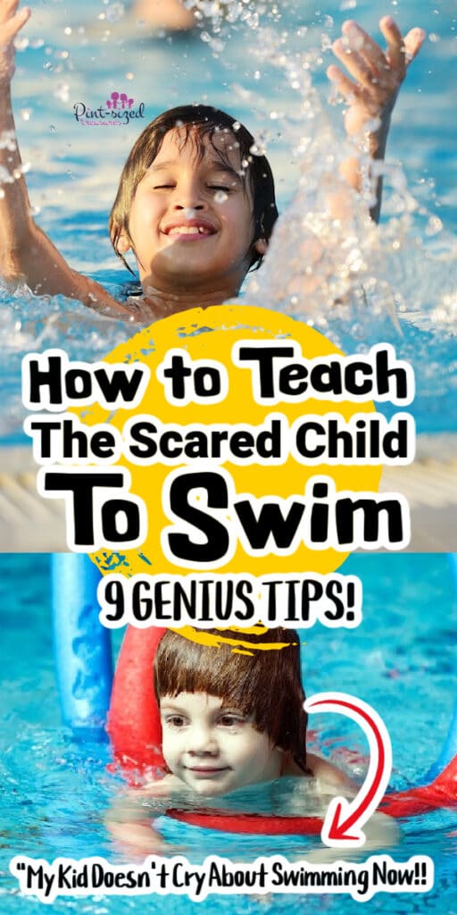 kids learning how to swim in a pool so they won't be scared