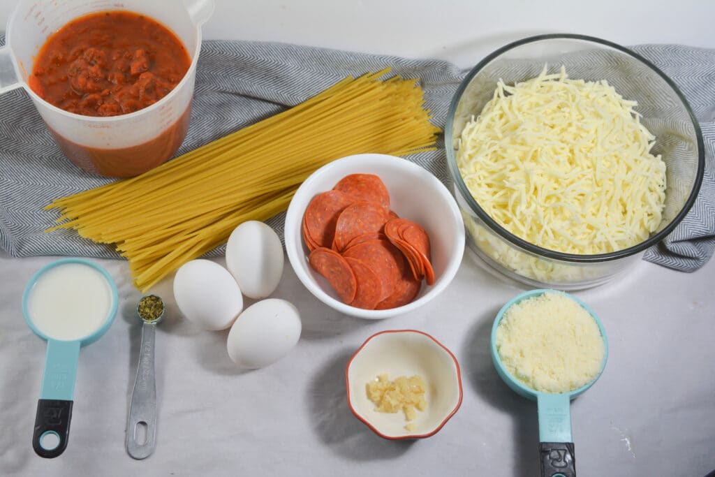 ingredients for pizza spaghetti casserole recipe
