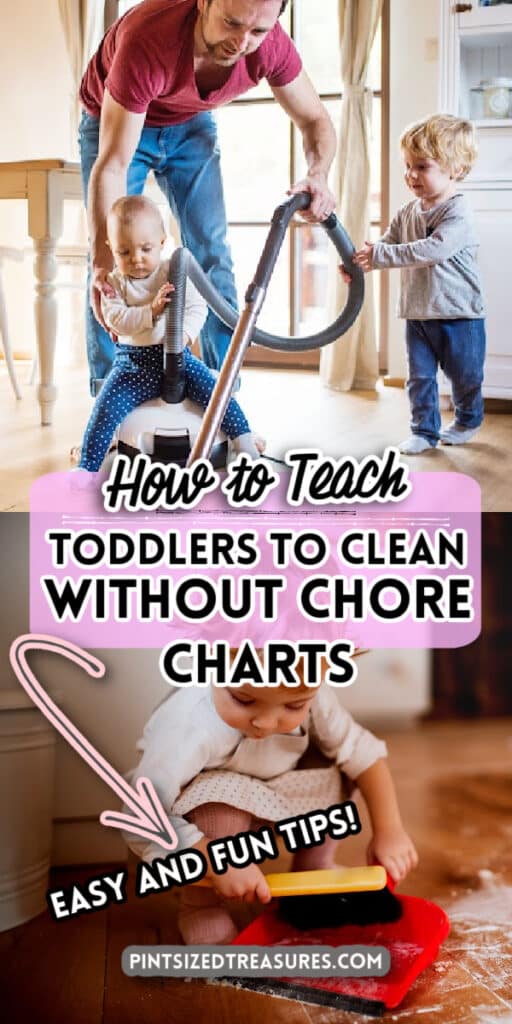 toddlers cleaning with parents without chore charts