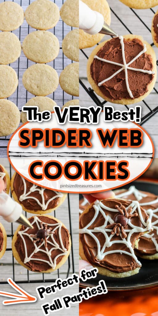 pictures showing the process of making the spider web cookies