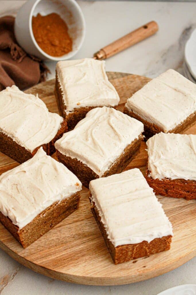 serving gingerbread brownies