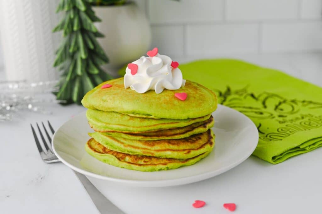 easy homemade Grinch pancakes
