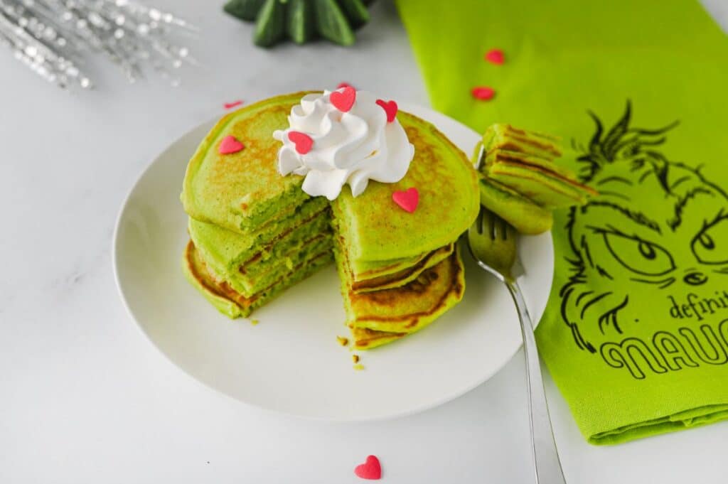 grinch pancakes for Christmas