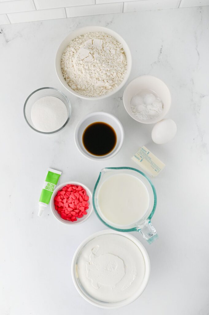 ingredients for Grinch pancakes